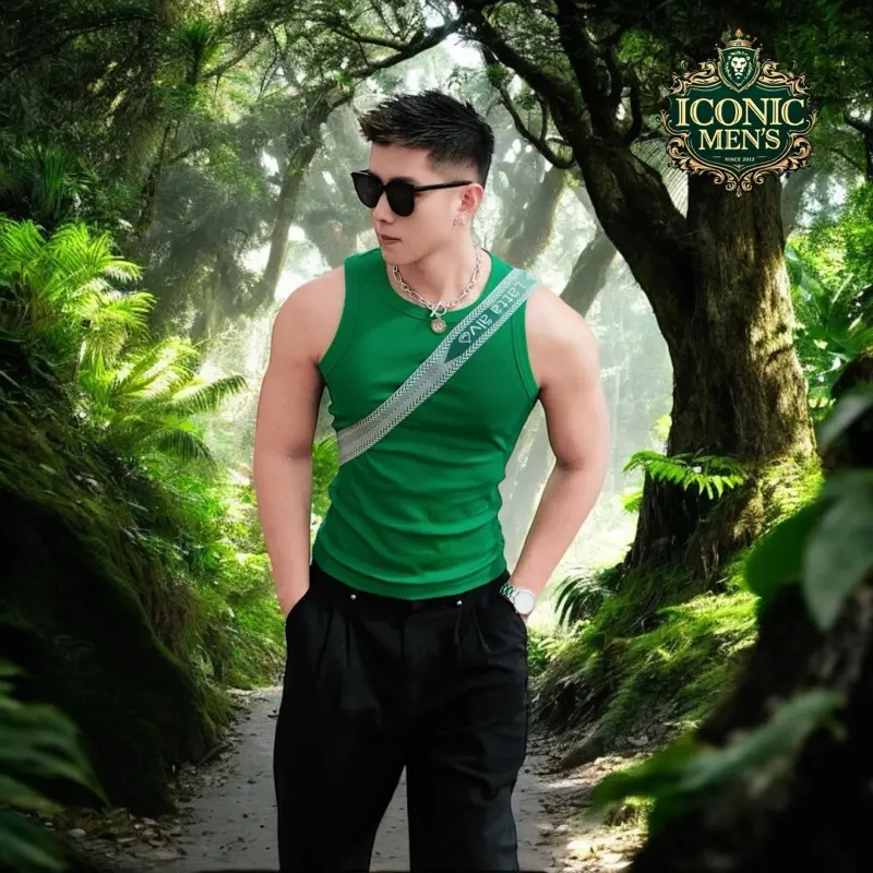 Áo thun nam sát nách vải bo gân [Mã 08] Menswear Cổ Tròn