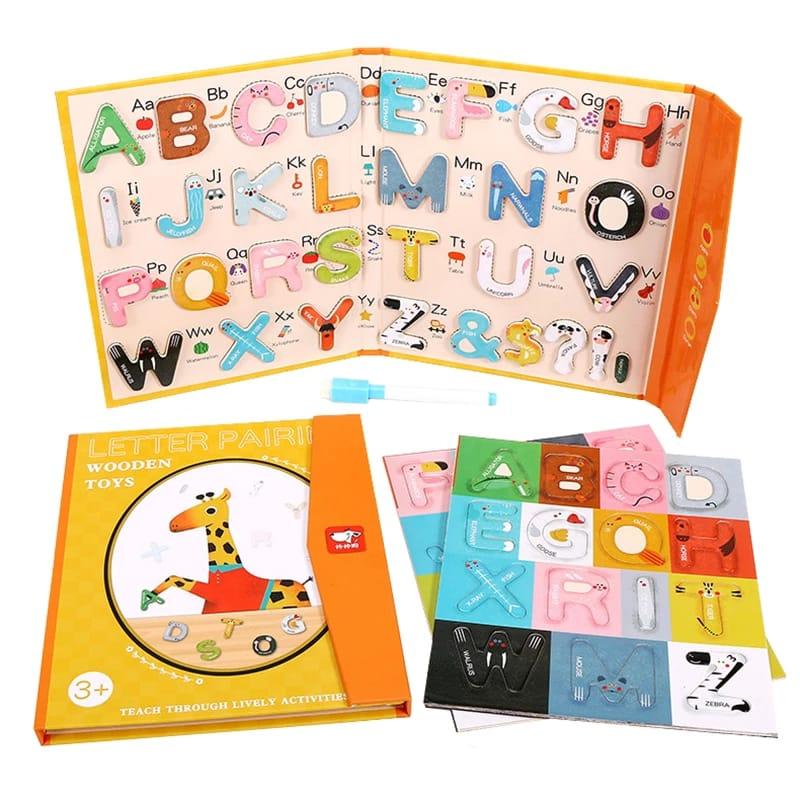 Magnetic Travel Game Wooden Toy LETTER PAIRING Belajar Mengenal Huruf 1