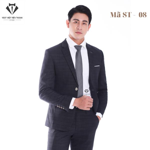 Bộ vest thanh niên vải cashmere cao cấp vest việt tiến thành