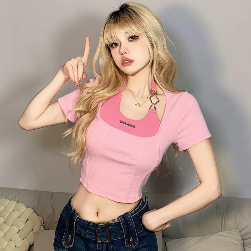 ÁO THUN NỮ ĐẸP CROPTOP PHỐI KHOEN CHẠY SỌC TETE8 0
