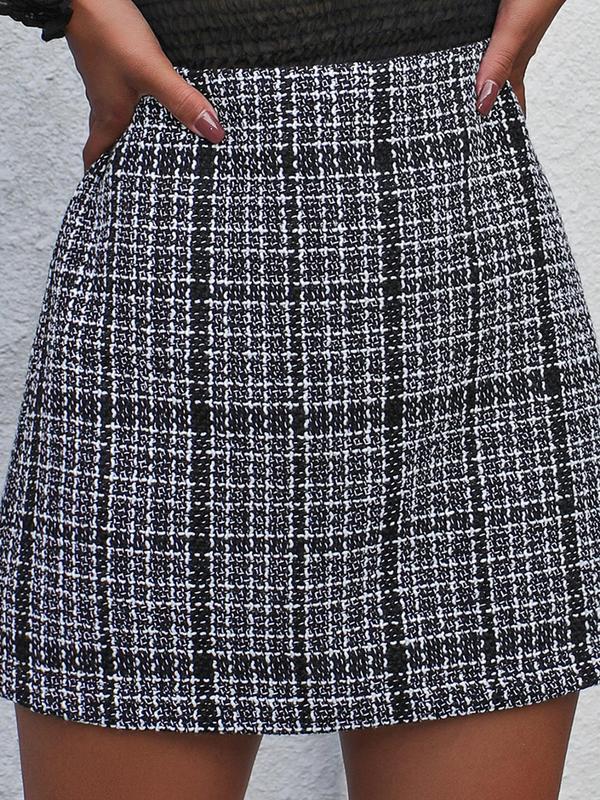 Women's Gingham Print High Waist A Line Short Skirt, Elegant Fashion Casual Tweed Skirt for Daily Outdoor Wear, Women Bottoms for Summer Spring Fall, Summer Clothes for Women 3