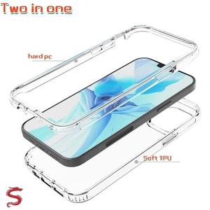 2 in 1 Fully transparent Thickened Drop-Resistant Case for Samsung Galaxy S24 Ultra S23 Ultra S22 Ultra S22+ S21 FE S20 S10 S9 Note20 note10 Plus note9 Silicone Protective Case Back Cover