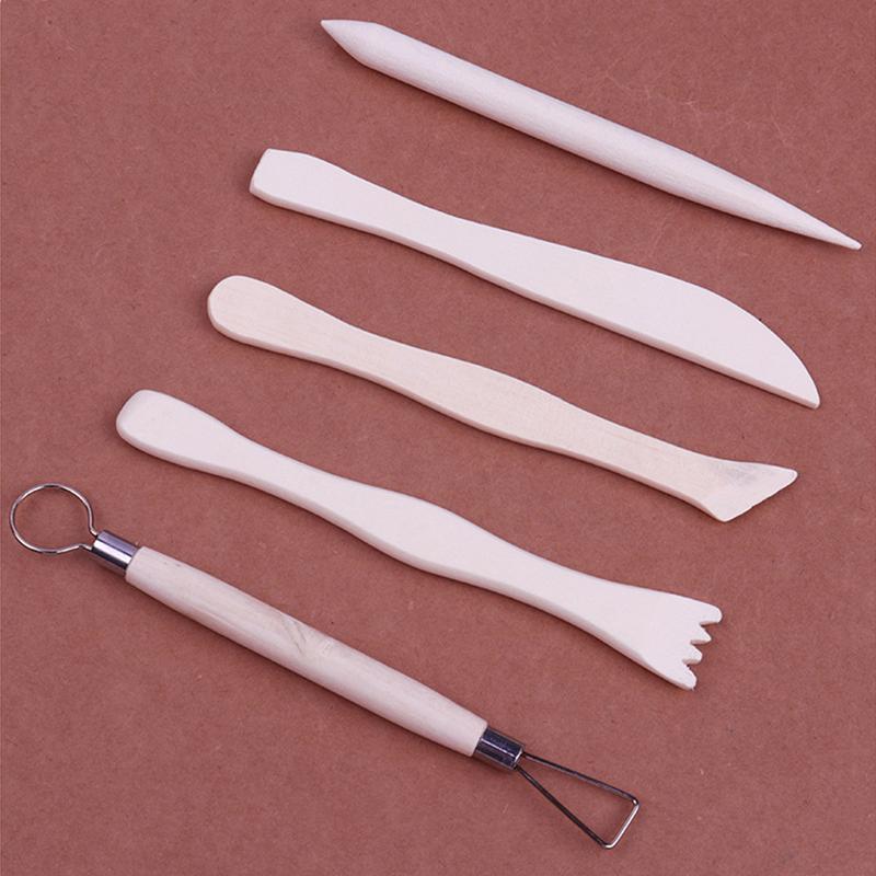 5pcs Wooden Pottery Tools Artistic Clay Sculpting Sculpture Carving Shapers Cutters Clay Craft Polymer Clay Tools Set #445615 7