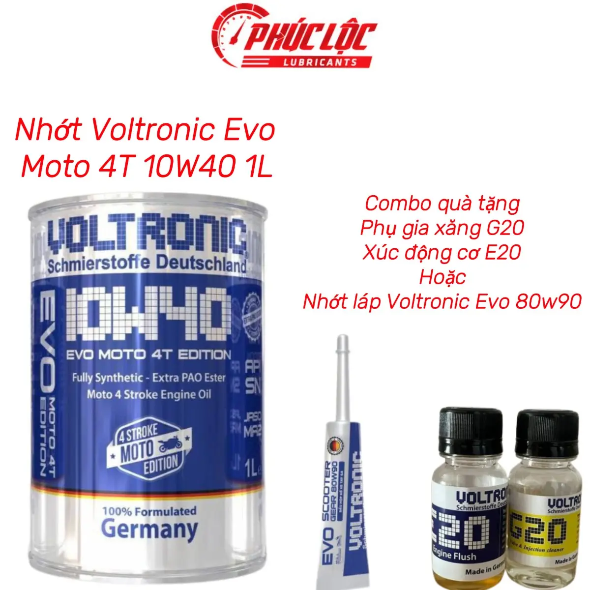 Dầu Nhớt Động Cơ Xe Máy Voltronic Evo Moto (xe số) 4T 10W40 1 Lít Phụ Tùng