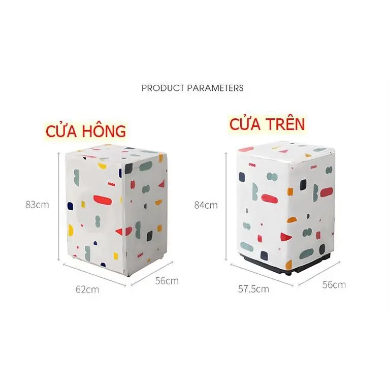 Áo trùm máy giặt cửa trên VẢI TRONG SALIN 9kg, bọc chắn bụi máy giặt 6