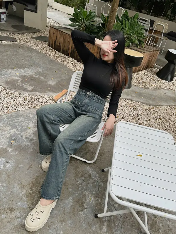 [Jean Hot] Suông Túi ngang trước  dãn 4 chiều hack dáng hot trend cho các nàng [MỘNG DIỄM SHOP] quần  jean baggy jeans 2
