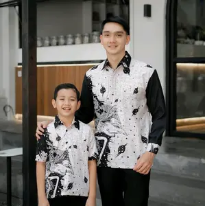 ( BISA COD ) KEMEJA BATIK COUPLE MODERN PREMIUM MOTIF WAYANG TUNGGAL PUTIH