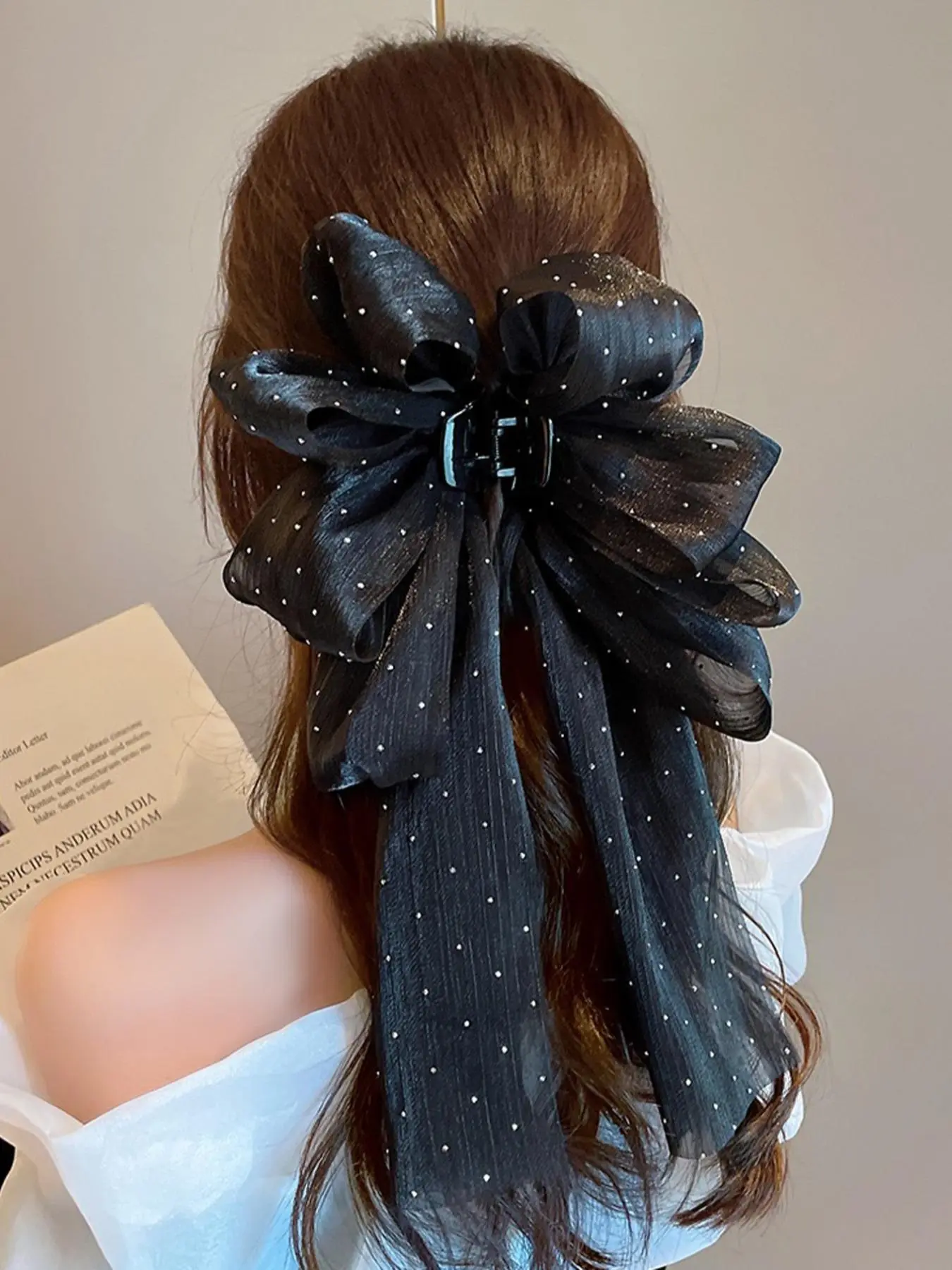 Elegant Bow Design Ribbon Hair Claw for Galentine's Party Style, Fashion Elegant Hair Claw, Kawaii Accessories for Women & Girls for Daily Life