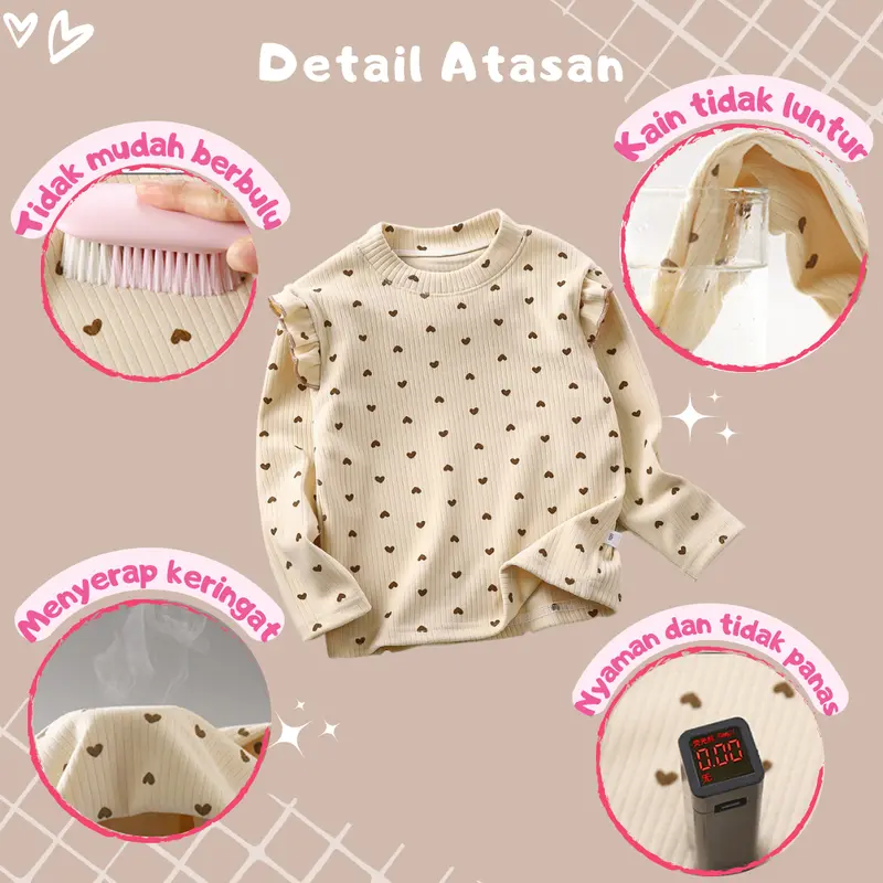 ByKiddos – Atasan Kaos Anak Perempuan Lengan Panjang Tangan Rampel Motif Lucu Gaya Modis 6