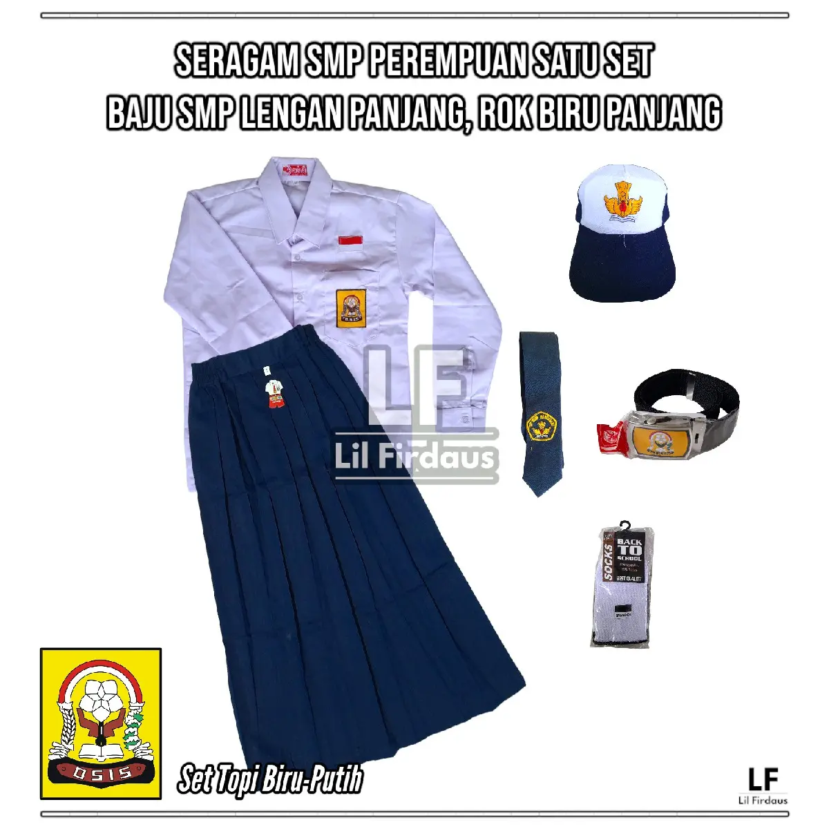 Set Topi Biru Putih