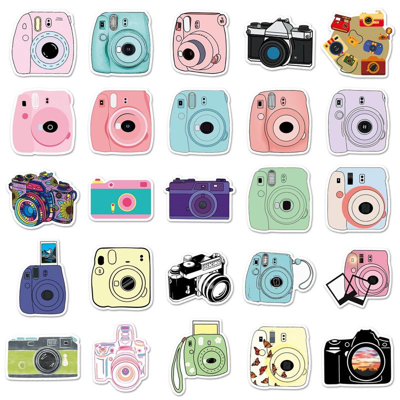 Product Introduction of Camera Pattern Sticker, 100pcs/set Waterproof Self Adhesive Decor Paper, Decor Sticker for Gift Greeting Card Water Bottle Laptop Phone, Ornaments 5