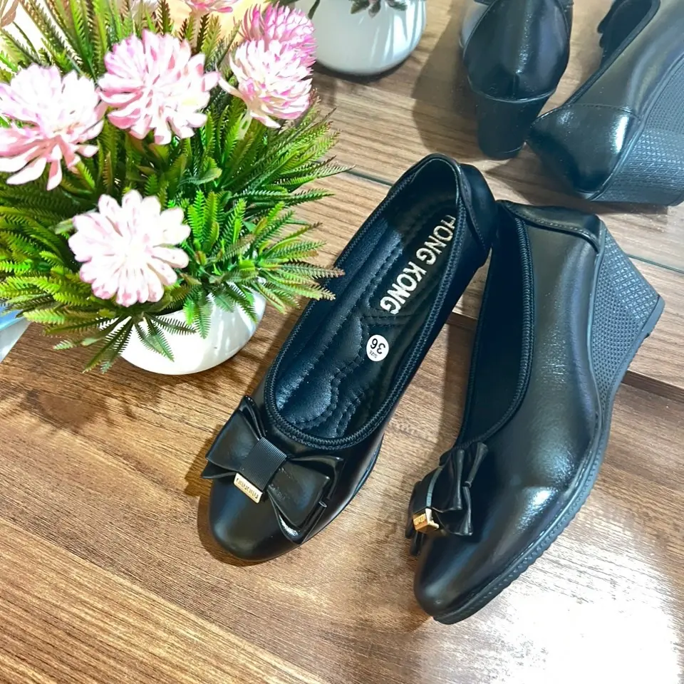 Giày Đế Xuồng cổ chun gắn nơ mác kẹp size35-41( Ức Chân to và giày tăng sie)