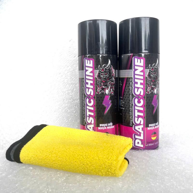 Combo 2 Chai Xịt Dưỡng Nhựa Nhám Sprayking Plastic Shine 400ml Phục Hồi Nhựa Nhám Sprayking Tặng 1 Khăn