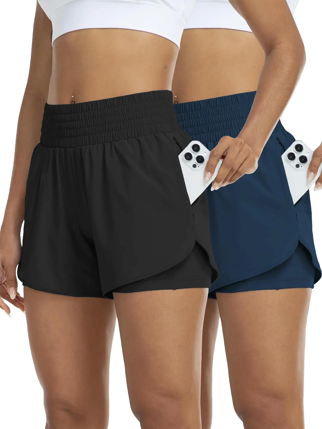 Women's Solid Color High Waist Gym Shorts, Casual Comfy Breathable Shorts for Yoga Gym Workout Running, Ladies Summer Bottoms