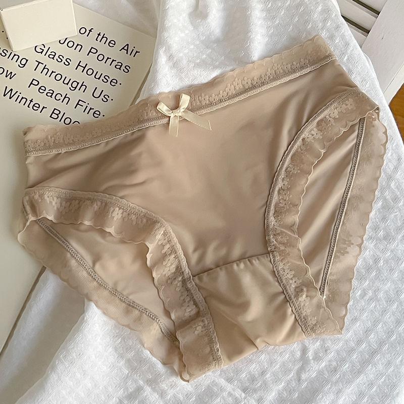 Set 5 Quần Lót Nữ Su Lụa Tàng Hình Viền Ren Đính Nơ, Phong Cách Hàn Quốc QL9119 Women Tua Rua Tua Rua 2