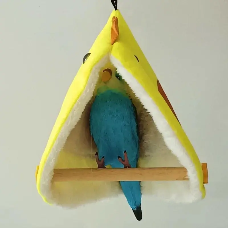 Warm Bird Parrot Nest Soft Plush Bird Parrot Hammock Warm Hanging Bed for Pet Cave Cage Hut Tent Toy House for Small Animals