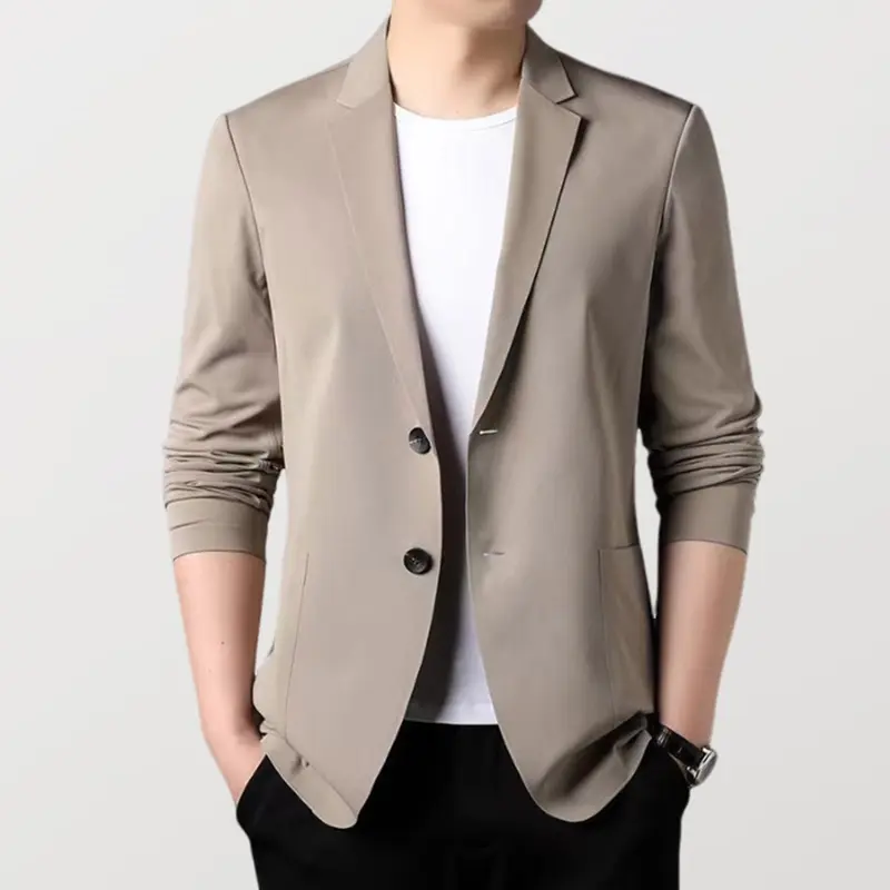 Áo Khoác Vest Nam, Ve Áo, Dài Tay, Một Hàng Cúc, Màu Trơn Có Túi, Phong Cách Doanh Nhân Trang Trọng, Thích Hợp Cho Trang Phục Bảo Hộ Lao Động, [probmise] 3
