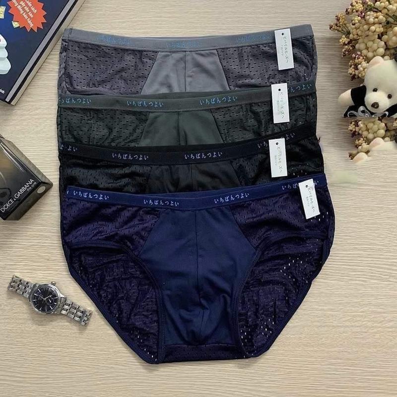 COMBO 4 QUẦN LÓT NAM THÔNG HƠI - SÉT 4 CHIẾC - QUẦN SỊP NAM TAM GIÁC NHẬT BẢN - CÓ SIZE LỚN ĐẾN 95 kg. Menswear Boxer Quần Boxer Thun 1