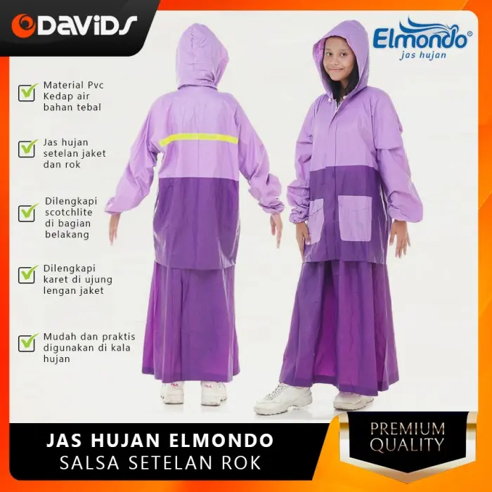 Jas Hujan Wanita Gamis Jaz Ujan Hijab Jass Perempuan Rok Mantel Salsa