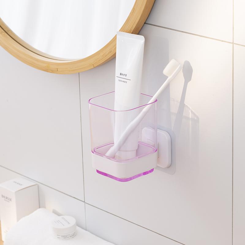Product Introduction of Wall Mounted Toothbrush Holder, Punch Free Toothbrush Storage Rack, Universal Bathroom Supplies for Home Use, Home Supplies 4