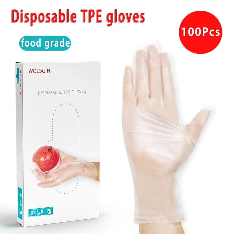 Disposable Clear Gloves, 100pcs Disposable Gloves, Kitchen Oil Resistant Food Grade Baking Gloves, Household Cleaning Gloves 8