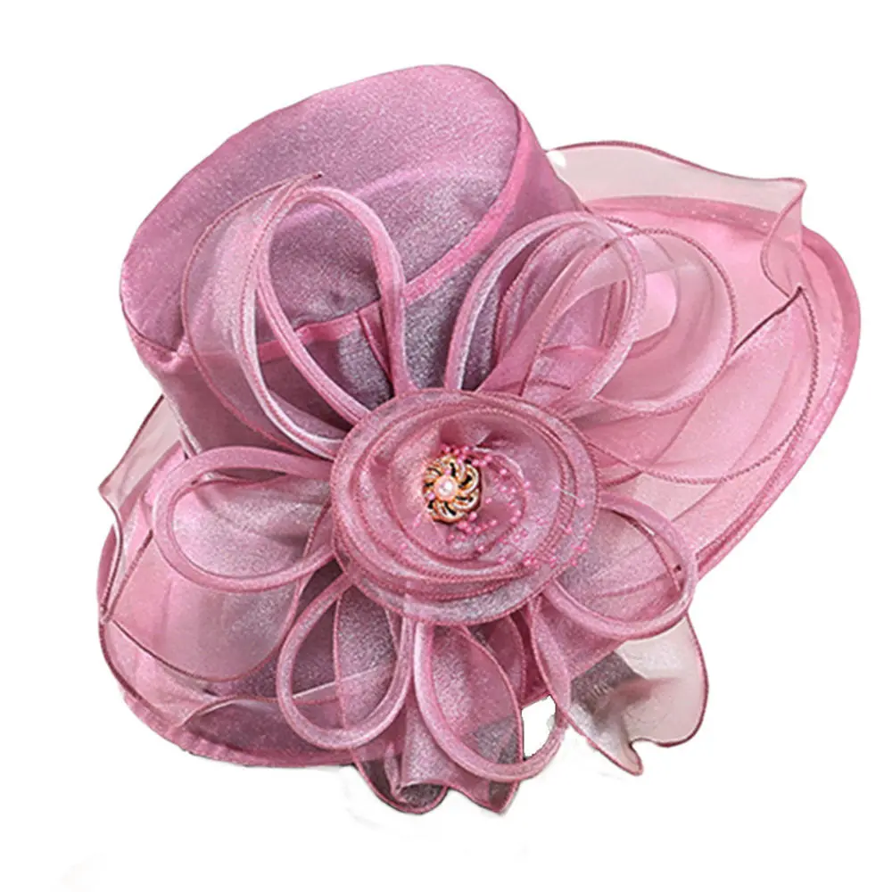 Mũ Derby, Ruffles Và Rộng Vành, Thích Hợp Cho Mùa Hè, Mũ Chống Nắng Cô Dâu, Dành Cho Nữ, Có Thể Gập Lại, Làm Bằng Organza