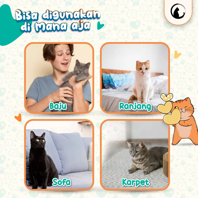 Olive Care Pembersih Bulu Kucing/Anjing PET HAIR REMOVAL yaitu Lint Roller Portable Jangka Panjang (Lifetime Use) untuk Pembersih Baju/Pakaian, Sofa, Tempat Tidur dll 4