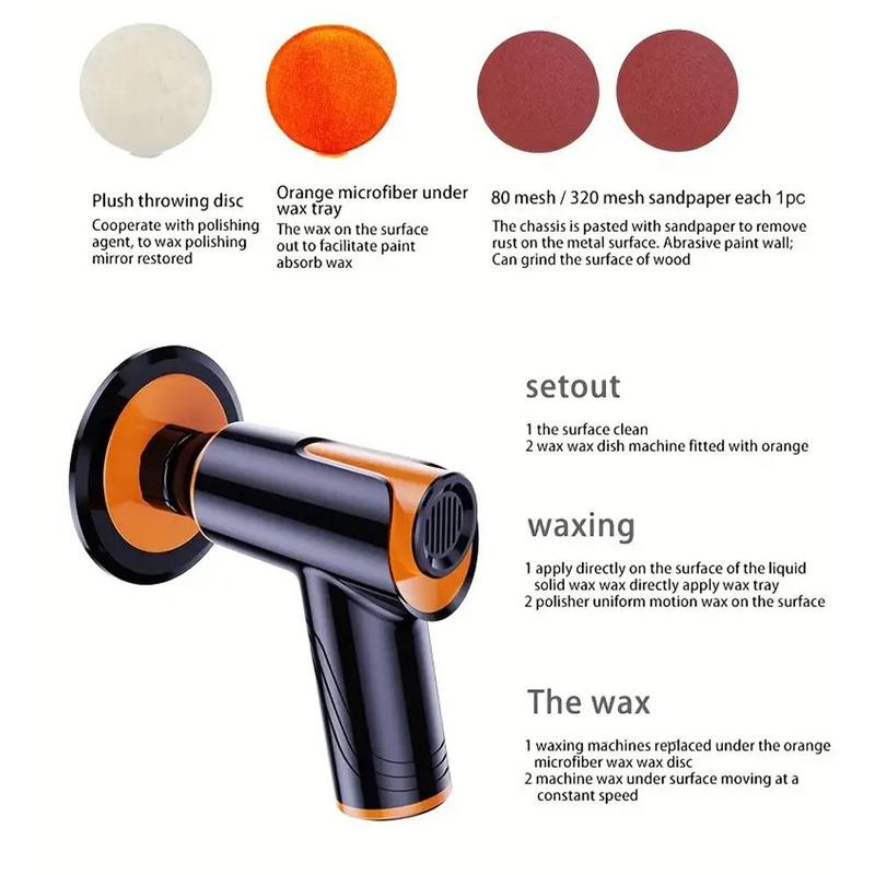 Portable Car Polisher, Rechargeable Handheld Cordless Car Polishing Machine, Car Detailing Tool for Easily Waxing and Polishing 4