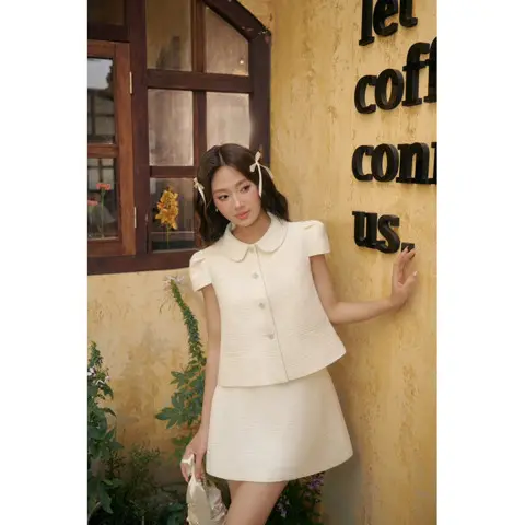 CÉLESTE - Set Dạ Nữ tweed Yuri Set màu Be