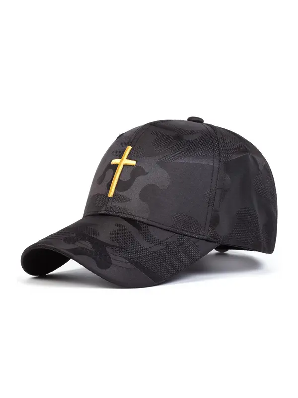 Fashion Cross & Eyelet Embroidery Design Baseball Cap, Casual Outdoor Sports Hat for Men & Women, Adjustable Sun Protection Cap for Daily Wear, Perfect for Students Outdoor Sports 0