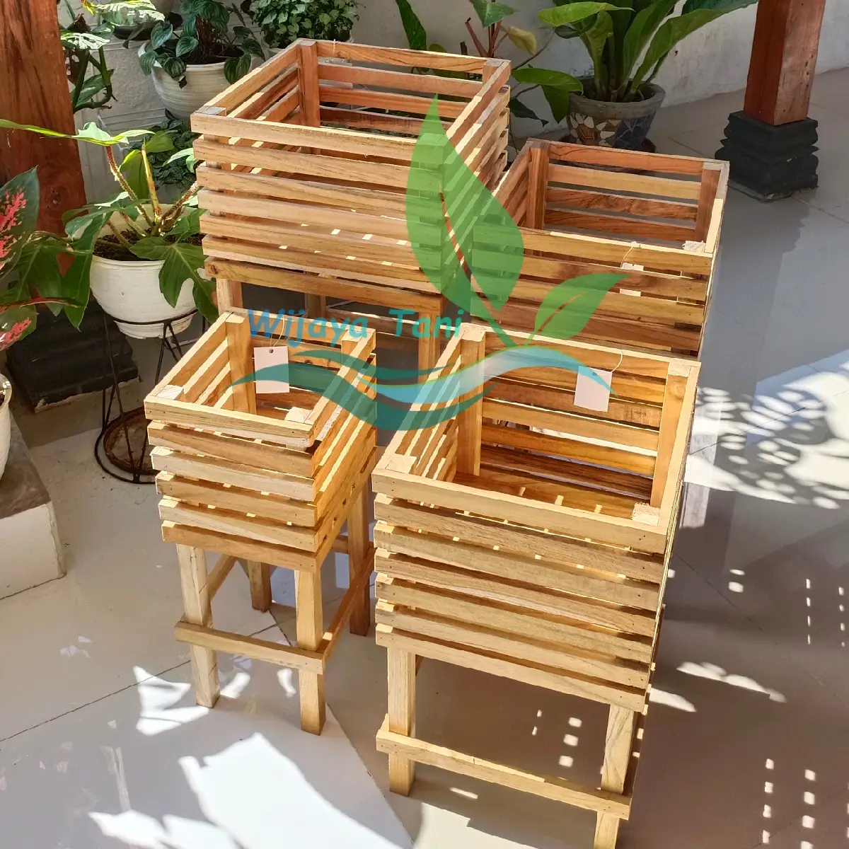 Pot Anggrek | 25x25x50 | Pot Kayu Jati Oven | Rak Anggrek Kayu Jati