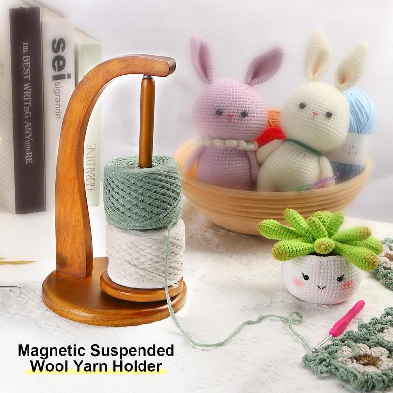 Wooden Yarn Holder Knitting and Crocheting, 1 Piece Portable Rotating Knitting Needle Stand, Sewing Supplies Crafts for Home & Sewing Room, Valentine's Day Gift 3