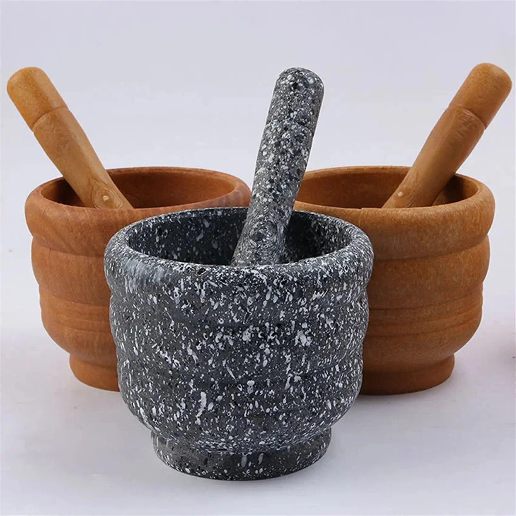 Máy nghiền tỏi, gia dụng, thuốc Rammer, cối đá vân gỗ, máy ép tỏi, bát cân tỏi nhà bếp