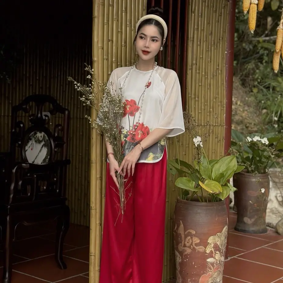 Bộ đồ lam đi chùa tơ in 3d cao cấp