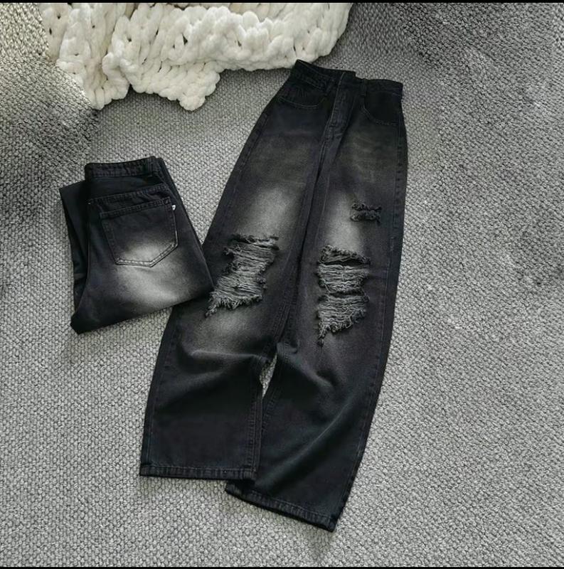 Quần jean xuông nữ rách thời trang cá tính women cap cao pants Ong Jean  Lưng Cao