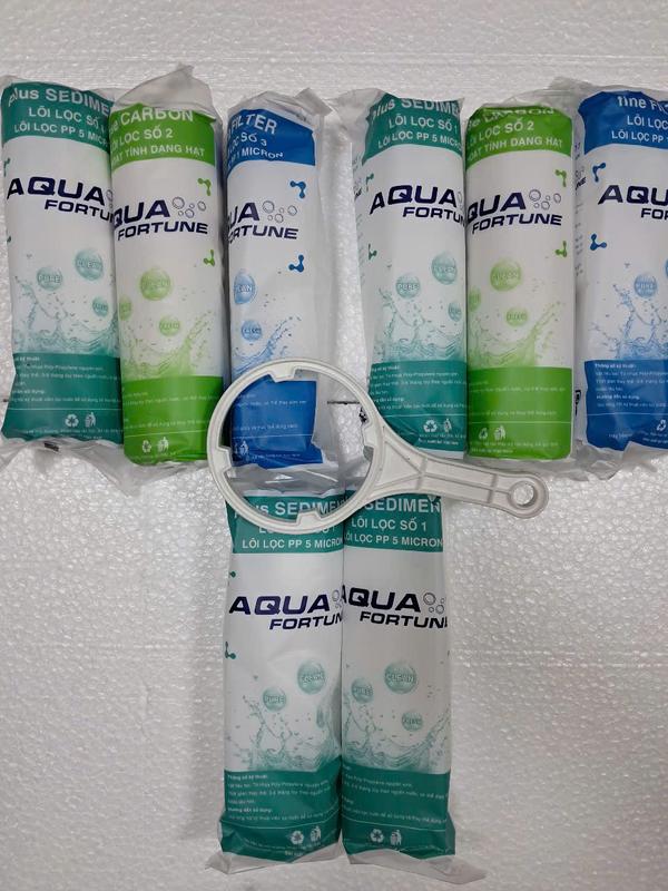 Bộ 8 lõi lọc AQUA  lõi số 1 = 4 , lõi số 2 = 2 , lõi số 3 = 2 lắp cho các loại máy có cốc lọc thô 10inch tặng kèm tay công tháo cốc lọc 1,2,3 8