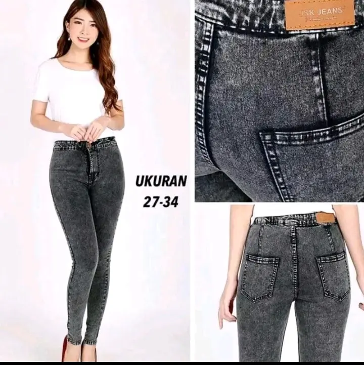 Terbaru Haighwaist  Celana  Skinny Cewek  Jeans Pensil Wanita Black Snow Street Slim Fiit Santai Soft Denim  Panjang Hitam  Stretch 3