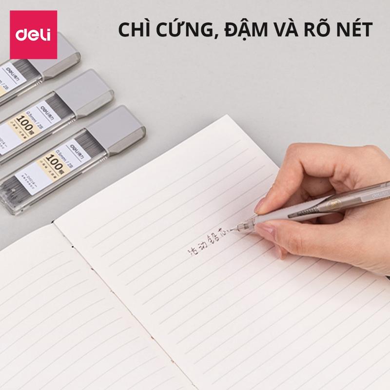 Ruột bút chì kim 0.5mm Deli - ngòi chì kim 100 chiếc 2B, lõi chì bấm nhỏ gọn tiện lợi phù hợp cho học sinh, văn phòng 2