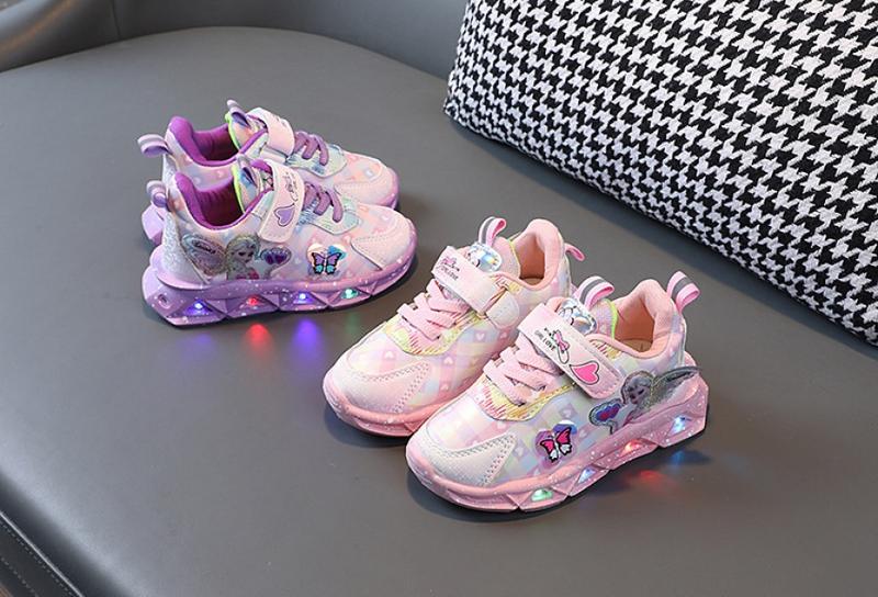 Product Introduction of with Light Girls' Shoes Spring and Autumn New Light Pumps Leather Fashionable Children's Sneakers Toddler Children Teens Princess Shoes 6