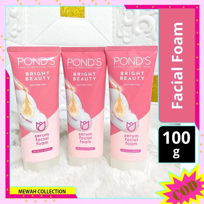 Ponds Bright Beauty Facial Foam 100gr Sabun Cuci Pembersih Wajah Muka Pemutihan Mencerahkan Extract Vitamin Membersihkan Hitam Acid 2