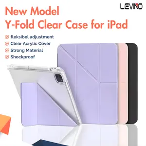 LEVINO Case Acrylic Yfold For iPad Pro 11 Gen 5/6 10th 9/8/7 Air 4/5  Air 1/2 Shockproof Cover Clear Acrylic with Pencil Holder