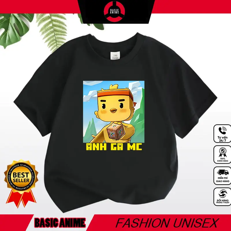 Áo thun Tay ngắn In Hình Anh Gà MC Minecraft 0