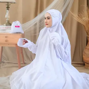 Mukena Umroh Dan Haji Dewasa Putih Potongan Berlengan Katun Ori Premium Jumbo
