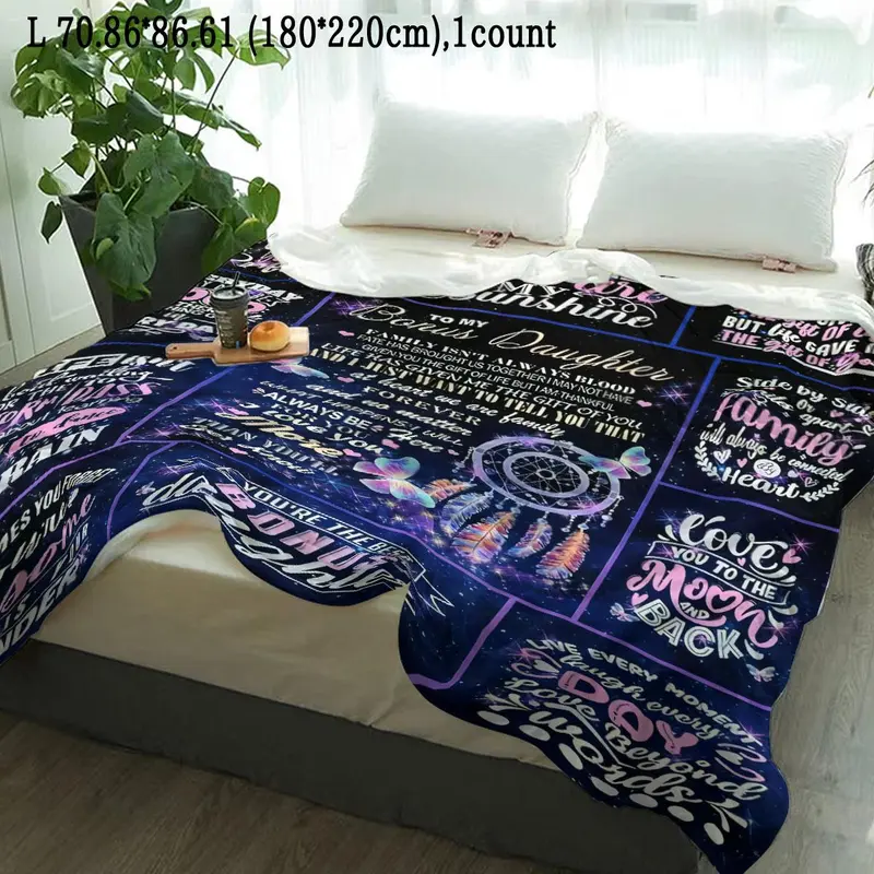 Letter & Butterfly Pattern Blanket, Soft Throw Blanket, Air-conditioned Room Blanket, Warm Nap Blanket for Home & Office & Travel 3