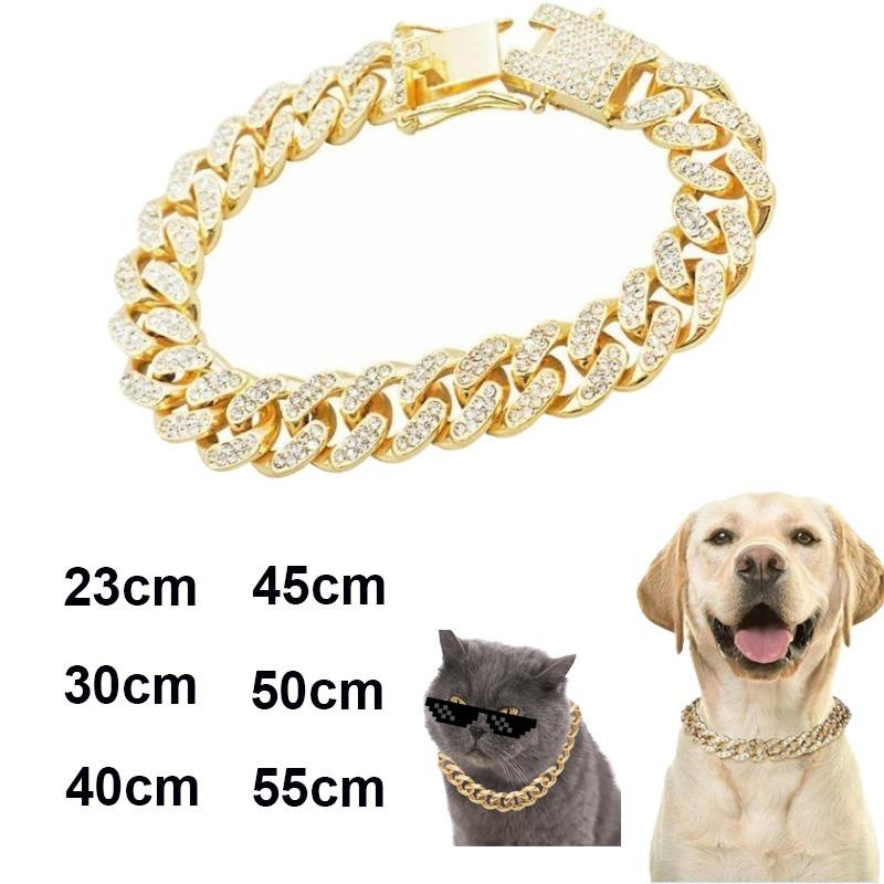 Vòng Cổ Cho Mèo xích Mạ Vàng Cho Chó Mèo Dây Chuyền Chó Mèo Đính Kim Cương kim Cương Nhân Tạo Đồ Dùng Cho Thú Cưng
