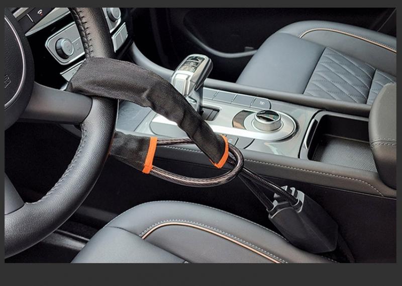Product Introduction of Motor Steering Wheel Lock Steel Cable Rope Lock Bold Car Anti-Theft Safety Belt Card Shackle Universal Car Lock 6