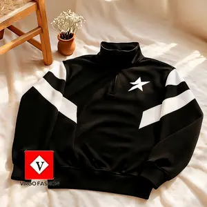 Sweater Crewneck Half Zip Zipper Kombinasi Teks Putih Jumper Unisex / Sweatshirt Casual / Sweater Pria Wanita / Sweater Half Zip /Sweater Rugby /  Sweater Polos / Sweater Terlaris