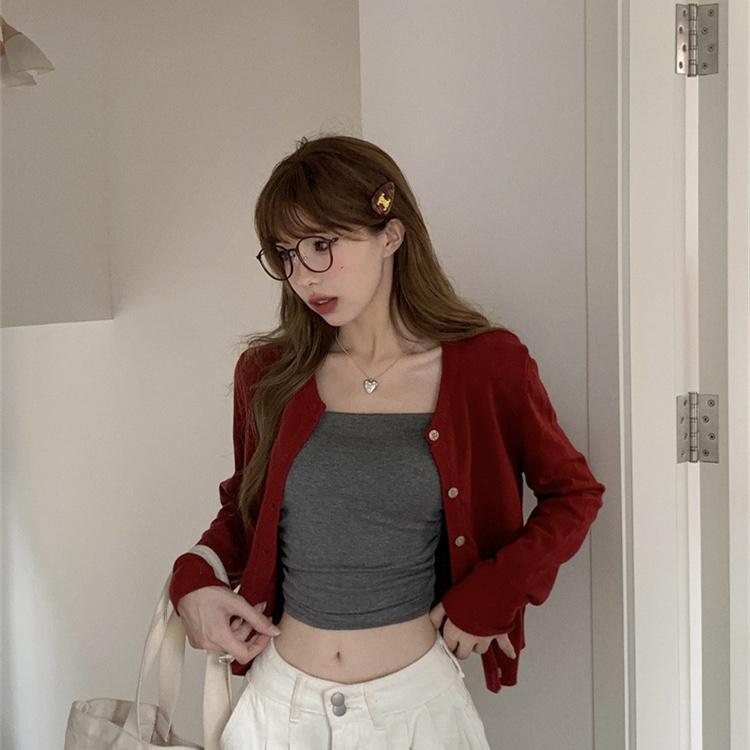 Product Introduction of Áo Cardigan Dệt Kim, Phong Cách Hàn Quốc, Cổ Điển, Áo Len Một Bên Ngực Cho Nữ, Bộ Sưu Tập Mùa Xuân Và Mùa Thu 2024, Áo Váy Băng Quấn Phong Cách Cô Gái Nóng Bỏng, Áo Khoác Đỏ 3