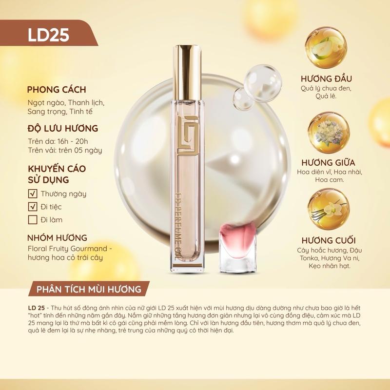 ￼[Bán Chạy] LD 25 - Tinh Dầu Nước Hoa LAM COM M.E LA.VIE 12ml - LD PERFUME OIL , Ngọt Ngào , Thanh Lịch , Sang Trọng , LD25 Cosmetic Mỹ Phẩm Women Nữ