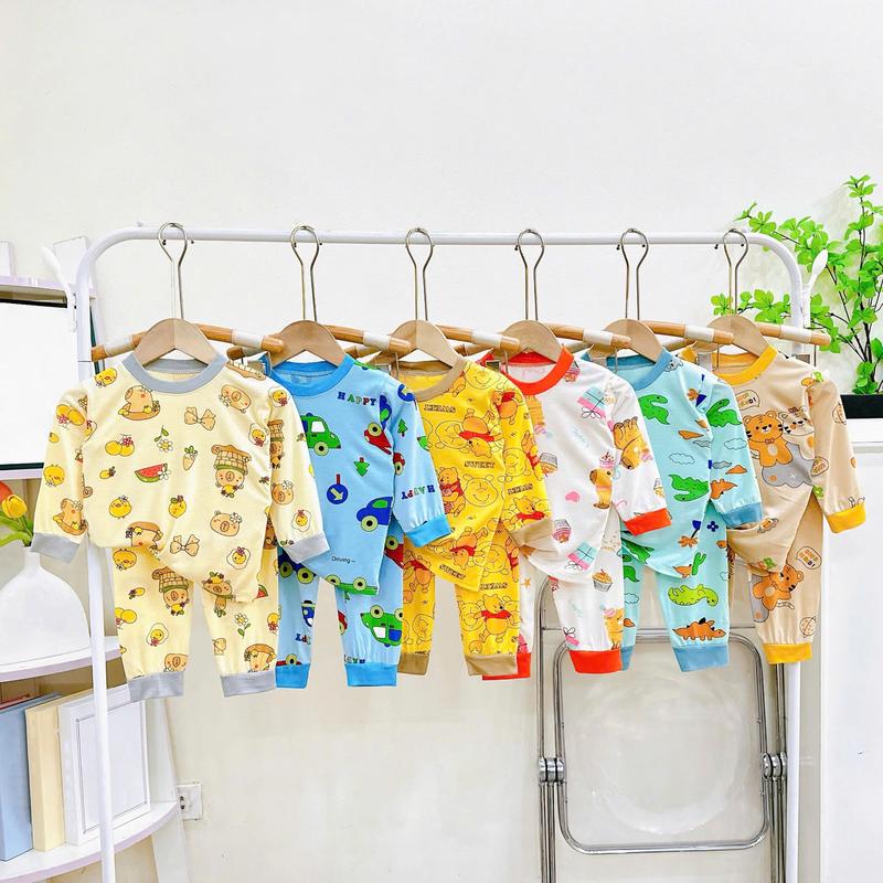 Bộ quần áo dài tay quần dài in hình phối họa tiết MK529 (6-16KG) cho bé dưới 3 tuổi ngủ trẻ em